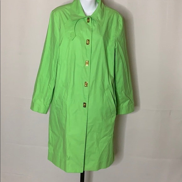 Lauren Ralph Lauren lime green trench coat size -L - Picture 1 of 3